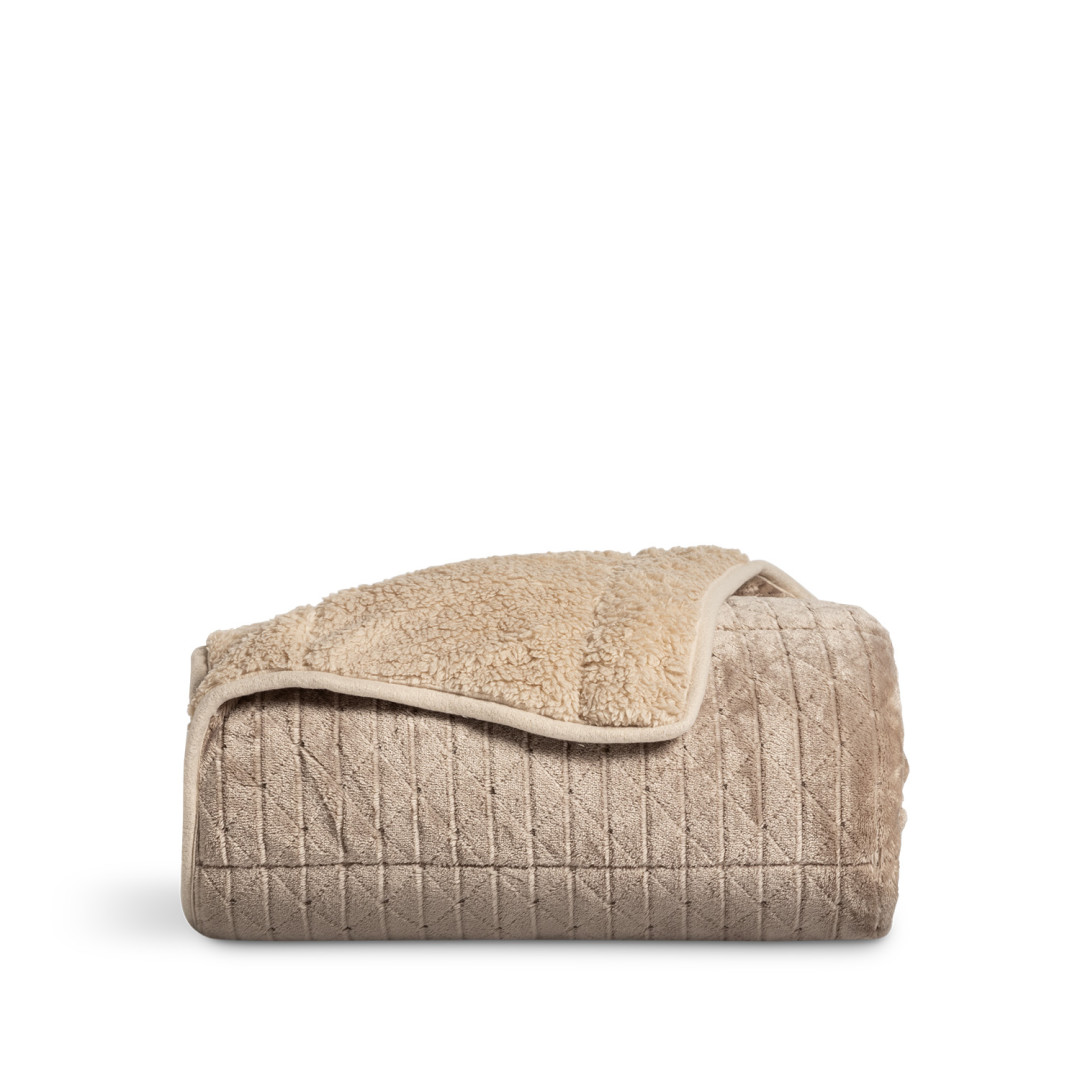 EDREDON KARAMELO JACQUARD SHERPA ESTELA